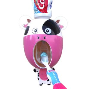 Creative Cute Cartoon Automatisk tandkräm Dispenser Wall Mount Stand Badrumsuppsättningar för barn Barn Tandborste 220523