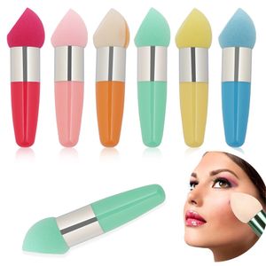 100PC Fashion Colorful Soft Beveled Sponge Foundation Blender Handle Puff Smooth Concealer Brush Makeup Tools