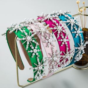 Mode Sparkly Luxury Barock Tassel Tiara Pannband Full Crystal Pearl Rhinestone Hårband för kvinnor Bröllop hårtillbehör
