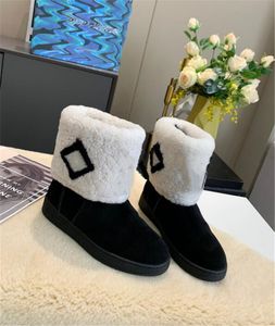 Stivaletti da donna stivaletti eleganti comodi da donna semplicità Pelo di agnello Tessuto cucito a mano lettera colore caldo abbinato antiscivolo Scarpe femminili versatili P80428