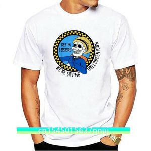 Kaybeden Giriş Cadılar Bayramı Town Tasarrufu Komik İskelet Beyaz Tshirt S3XL Hiphop Tee Sess 220702