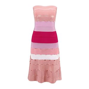 Sukienki Casual Fashion Jacquard bandage sukienki Summer Bezpośrednia Patchwork Linia Elegancka celebrytka Mini Evening Party Dresse