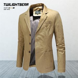 Mäns Blazers Male Spring Höst Pure Bomull Solid Casual Blazer Men Kläder Ytterkläder Suit Jacka Coat M-4XL BSZ3 220409