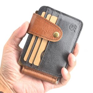 Korthållare Retro Cowhide Leather Wallet Credit ID Holder With Money Clip Purse Bifold Leisure Dollar WalletCard
