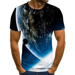 Herr t-shirts 2022 Summer Round Neck Fashion Planet 3D Printed Short Sleeve Shirt Street Personlig toppgrafisk t-shirt