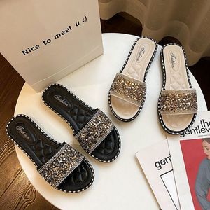 Women Wear Slippers Fashion Lovely Sequins Outdoor Comfortable Versatile Leisure Rhinestones Shopping Sandals