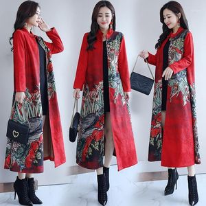 Women's Trench Coats Long Coat Female Section Korean-Style Spring 2022 Style Autumn Vintage Chinese-Style Over-the-Knee