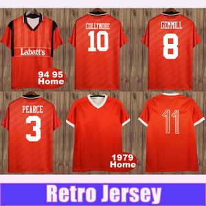 1979 94-95 COLLYMORE PEARCE Mens Retro Futebol Jerseys GRABBAN LOLLEY MCKENNA GEMMILL LEE Home Camisa de Futebol Uniformes de Manga Curta