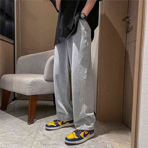 2022 New Men's Loose Straight Pants Solid Color Casual Pants Baggy Homme Cargo Pocket Jeans Men Denim Trousers G0104