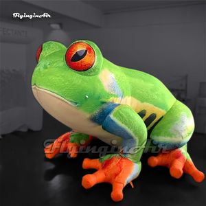 Personlig grön uppblåsbar Bullfrog Cartoon Animal Mascot Model Stor luft Blow Up Frog Balloon för Carnival Party Decoration