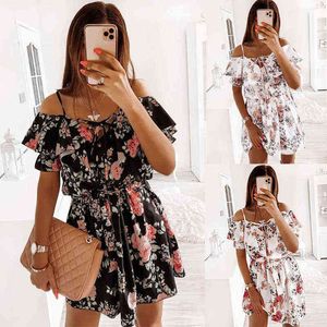 Summer Floral Retro Midi Dress For Women Sleeveless Backless Spaghetti StrapsFemale Skirt Casual Loose A-Line Beach Party Dress G220510