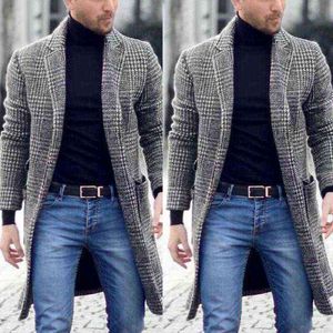 Misturas de lã masculina 2021 Moda sobretudo de inverno casaco quente Trinches Outwear pavacoat jaqueta longa T220810