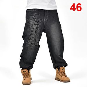 Jeans da uomo Jeans larghi da uomo Pantaloni larghi Streetwear Hip Hop Skateboard casual per pantaloni taglie forti Nero S94