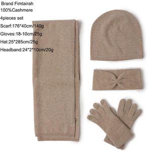 Wholesale cashmere hat and scarf set resale online - Four piece Sets Warm Cashmere Hat Scarf Gloves Headband Winter Women Factory Autumn And Winter New Knitted Solid2216