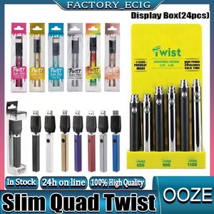 Slim Twist Pen Quad Twist Preheat Battery mah mah mah With Display Box Variable Voltage thread Vape VS Vision Spinner mini istick