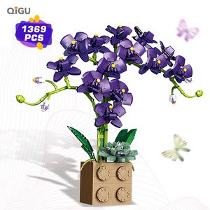 Idee per la decorazione della casa Legp Kit di fiori Giocattoli Set di mazzi Costruzioni Fiori di orchidea Mattoni Assemblaggio MOC Vacanze Regalo di Natale