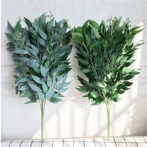 Folhas falsas de bouquet de salgueiro artificial para casa de casamento de casamento de natal jugle partido willow videira de folhagem faux plantas grinaldas gc1463