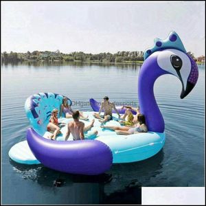 Other Event Party Supplies Festive Home Garden 5M Swim Pool Nt Inflatable Bird Island Big Size Horse Boat Float For 6-8Person Drop Deliver