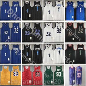 Szybka dostawa Mitchell Ness retro Men Vintage Basketball Penny Hardaway Jerseys Tracy McGrady Sched Team Color Black White Blue Size S XXL