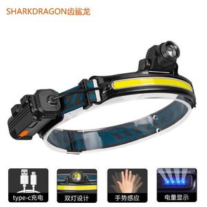 Headlamps Electric Taser Auto Defense Xpg + Cob Floodlight Sensing Headlamp Type-c Charging Outdoor Zoom Fishing Led Powerful Lantern Cap