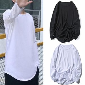 メンズTシャツ夏のメンズTシャツファッションソリッドメンズ特大のヒップホップ長袖カジュアルスワッグヘムストリートウェアトップティー衣料品