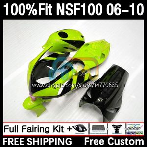 Honda NSF-100 NSF 100 gövdesi için fiberglas enjeksiyon kalıp gövdesi 10dh.143 NSF100 06 07 08 09 10 NS-F100 2006 2007 2008 2009 2010 Cam Fiber Yarış Neon Yeşil