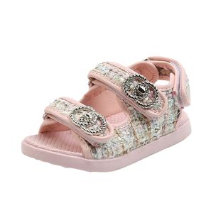 Sandali per ragazze Moda estiva Scarpe da principessa Suola morbida Scarpe da spiaggia piatte per bambini medio grandi Casual Scarpe da spiaggia piatte per bambini 220621