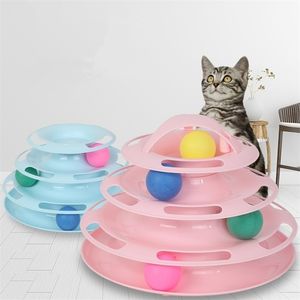 Pet Cat Toy Tower Tracce Disco Cat Intelligenza Divertimento disco Play Track Cat Toys Ball Training Divertimento Piatto T200720