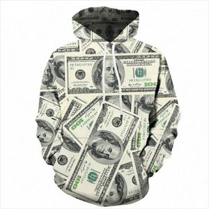 Luvtröjor herr Sweatshirts Märke Dollars Money Sweat Shirt Rolig 3d Hip Hop Hoodie Herr Cool 2022 Hoody