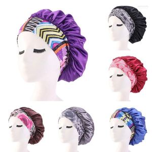 Beanie/Skull Caps Satin Night Sleep Cap Women Fizzy Hair Care Bonnet Sleeping Hat Head Cover Wrap Cap a tesa larga Chemio1 Eger22