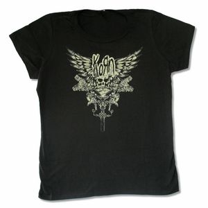 Korn Skull Girls JuniorsブラックTシャツバンドメーチカスタマイズTee Shirt 220407