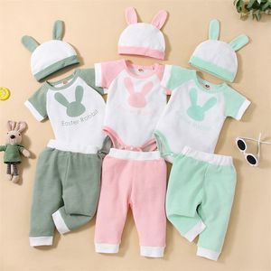 Clothing Sets Easter Days 3 Colors Baby Girls Boys Clothes 0-18M Printed Short Sleeve Romper Tops Pants HatsClothing ClothingClothing