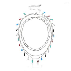 Chokers europeiska och amerikanska gränsöverskridande ornament målade droppglasyr Gemstone hänge halsband kvinnlig hiphop trend multi-skikt runda ell