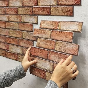 3D Stereo Wall Stickers Selfadhesive Wallpaper Brick Pattern Creative 3D Peel and Stick Heatproof Vinyl Waterproof Wallpaper 220727