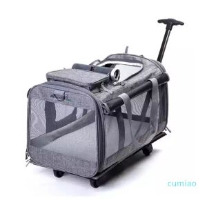 Koffer Haustier Trolley Koffer Tasche mit Rädern Ausflug Katze Hund tragbare atmungsaktive Auto zusammenklappbar großes Gepäck