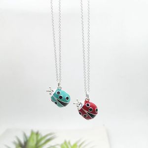 Sterling silver 925 classic fashion exclusive blue beetle pendant ladies necklace Ladybug Necklaces jewelry