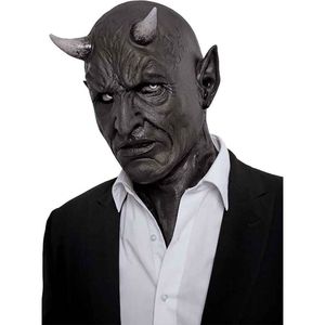 Parti Maskeleri Mephistopheles Demon Horn Cadılar Bayramı Cosplay Korku Şeytan Killer Lateks Kask Masquerade Karnaval Kostüm Props 230206