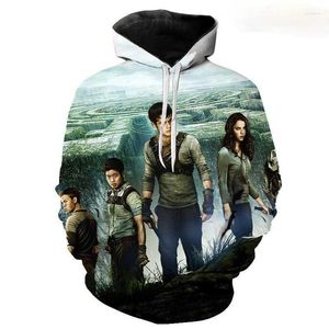 Felpe con cappuccio da uomo The Film Maze Runner 2022 Felpa con cappuccio da uomo Boy Girl Autunno/inverno Felpa con cappuccio stampata in 3D Bambini colorati alla moda