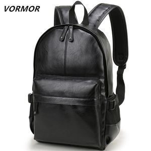 VORMOR Brand Men Backpack Leather School Bag Fashion Waterproof Travel Casual Book bag Male 220329