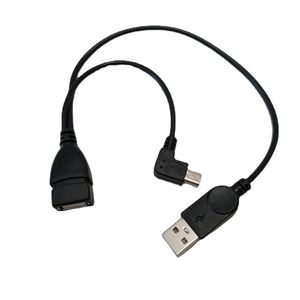 90 stopni pod kątem pod kątem Mikro USB Host Host OTG Kabel z kablem zasilającym do tabletu telefonu komórkowego i zewnętrznego dysku twardego