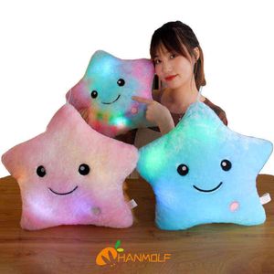 Glowing Heart Star Shaped Plush Pillow PP Cotton Filled Decorate I Love U Colorful Hangable Overnight Kids Companion Present J220704