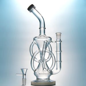 Unico Narghilè Recycler Inline Perc Percolatore Bong in vetro Dab Oil Rigs 14mm Giunto femmina JSmoking Accessori Ciotola DGC1236