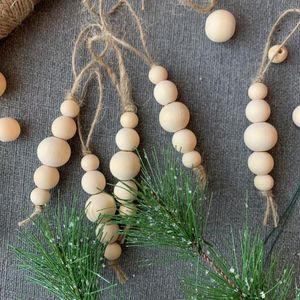 Party Decoration 5pcs Wood Bead Ornaments Rustik Bröllop Modern Farmhouse Boho Minimalistisk jul Holiday Xmas Tree Home Table Present