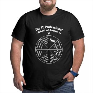 T-shirt da uomo Divertente The IT Professional Wheel Of Answers T Shirt Vintage O-Collo in cotone a maniche corte Camicie personalizzate per uomoUomo