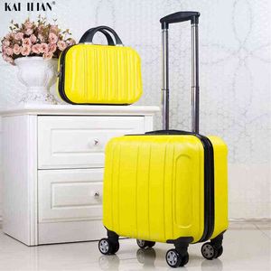 Inch Abs Cabin Luggage Kid's Rolling Set Women Travel Trolley Suitcase With Wheels Carry On Girls set J220708 J220708