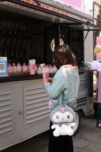 Plush toy Kawaii Sanrio Cinnamoroll Kuromi My Melody Plush Backpack Doll Shoulder Messenger Bags Sac Tote Crossbody Bag For Lolita Girl