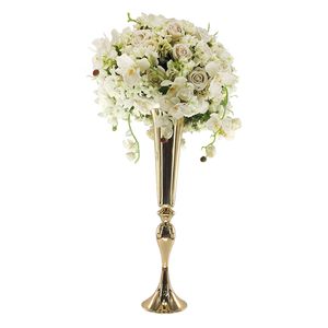 Uzun Lüks Altın Metal Dekoratif Çiçek Vazoları Düğünler için Merkez Çiçek Yolu Kurşun Demir Metaller Vaze IMAKE0048