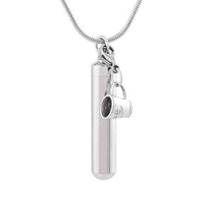 Stainless IJD9872 Steel Polish Cylinder With Cup Accessories Cremation Memorial Pendant for Ash Urn Keepsake Souvenir Jewelry for 2835