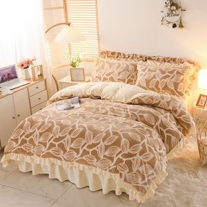 Set di biancheria da letto 2022 3D Intaglio Casa di Lusso Set Ispessimento Caldo Latte Velluto Copripiumino Foglio Federa Doppio 220x240 4 PZ