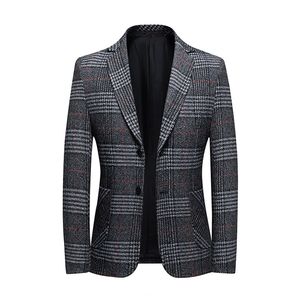 Klassisk plaid blazer koreanska mode män kappa casual affärer formell klänning bröllop bankett klänning mode kostym manlig smal passform 220409